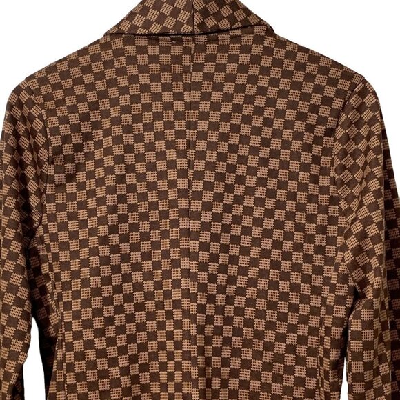 NWT Hippie Rose Jacket M/L Brown Checkerboard Stretch Knit Blazer - Picture 7 of 14